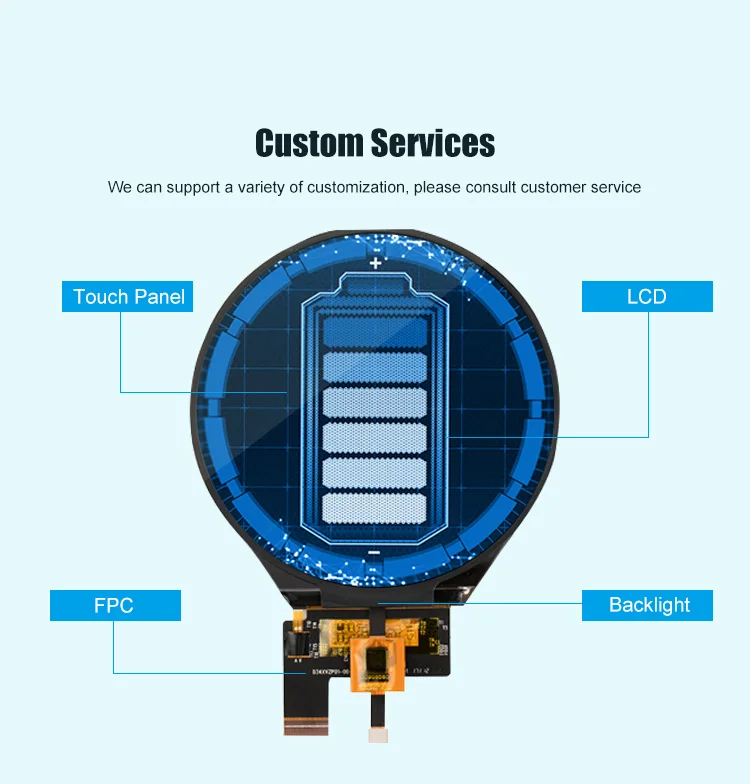 MIPI 3 lane ips 3.4 inch round tft lcd display 800x800