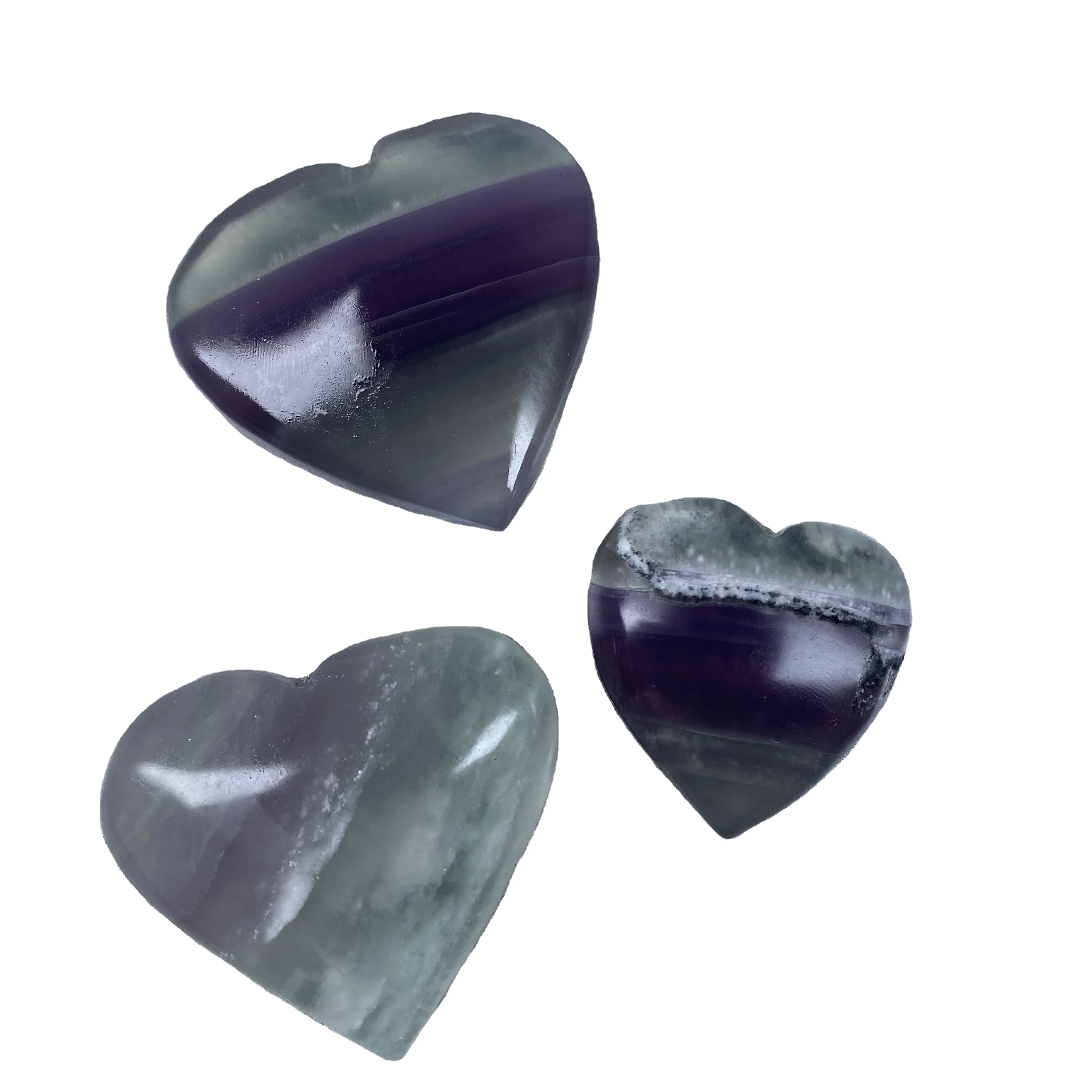 High Quality Natural Healing Crystal lavender fluorite rainbow fluorite heart fluorite heart for Energy