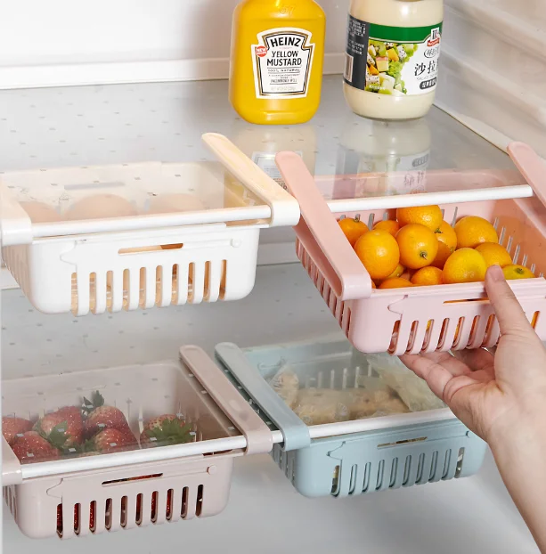 Fridge Organizer Shelf Egg Fruit Storage Box Kitchen Hanging  Refrigerator Baskets