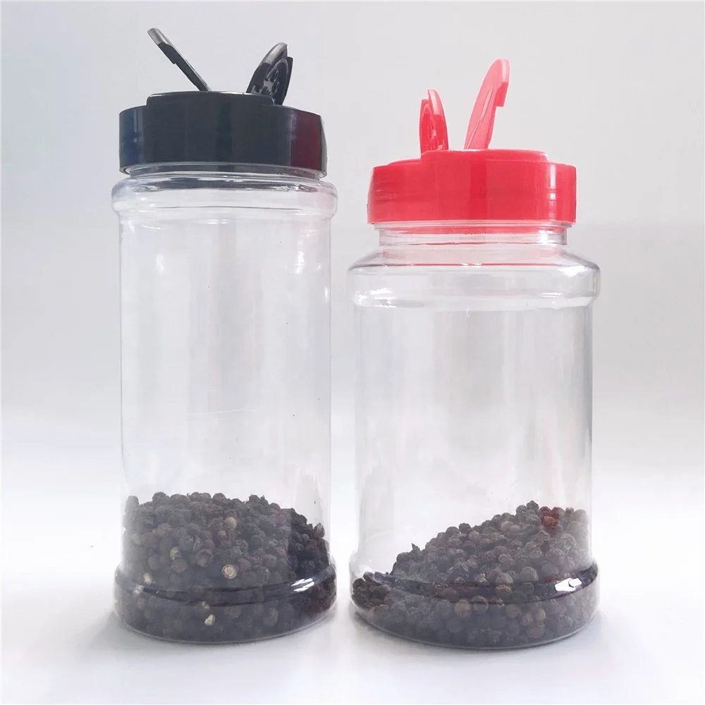 PET plastic condiment bottles spice packaging seasoning powder container with flap cap