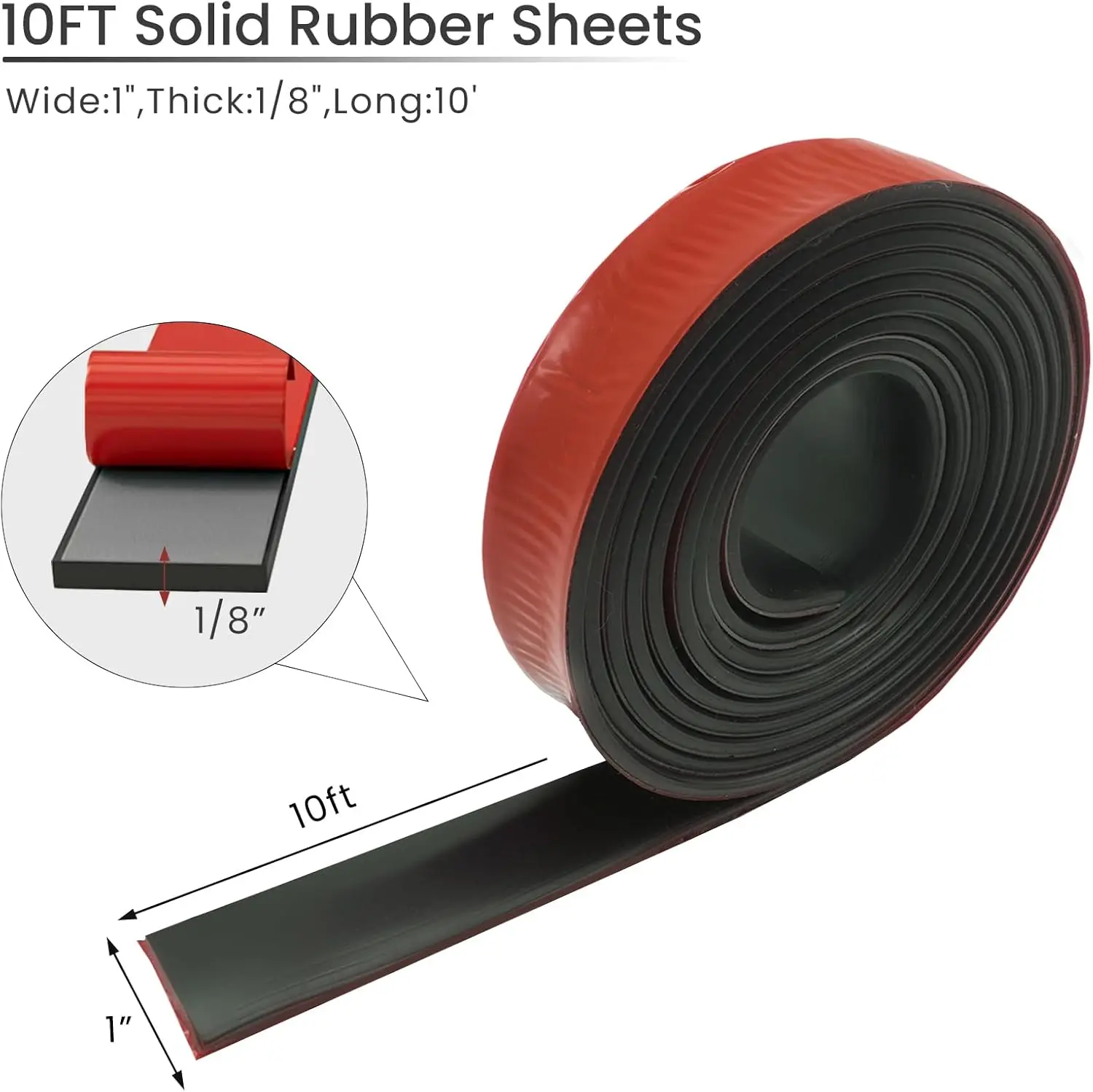Adhesive rubber sheet 1mm Solid Rubber Strips Self Stick Black Neoprene Rolls Perfect for DIY Insulation Cushion Gasket, Sealing