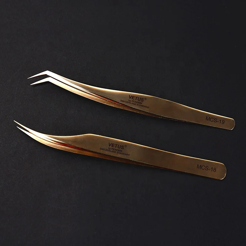 Customized Private Label Logo Curved Eyelashes Extension Tweezer