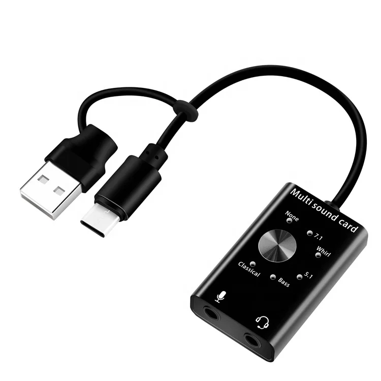 Внешний мини-микрофон разъем для наушников Usb Тип C 2 в 1 звуковая