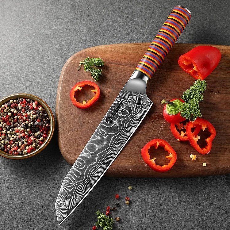 New Arrival Shogun Collection 67 Layer Japanese VG10 Steel  6 Piece Damascus Steel Kitchen Knife Set with Color G10 Handle