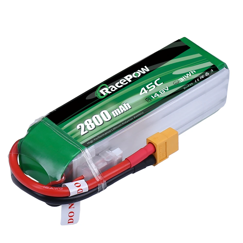 RacePow lipo rc battery 14.8V 2800mah 45C OEM ODM Rechargeable rc car battery packs For Airplane Helicopter RC Car FPV
