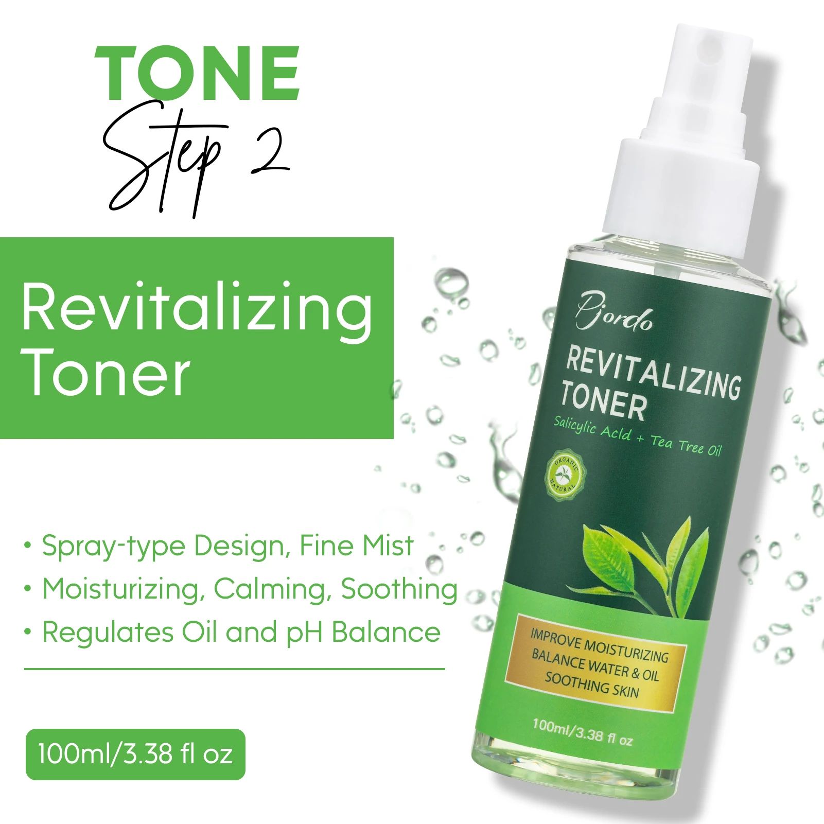 Pjordo Private Label Moisturizing Anti Redness Skin Soothing Tea Tree Acne Treatment Skincare Set 3PCS Tea Tree Skin Care Set