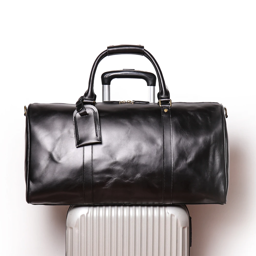 Convenient OEM Custom Duffle Bag 22' Leather Duffle Travel Luggage Bag Various Leather Colors Cowhide,genuine Leather Fashion