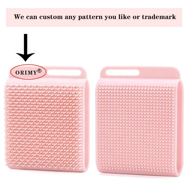 OEM ODM 9X7X3.5cm body scribbles bristle cow custom logo wooden exfoliating silicone bath wholesale dry silicone body brush