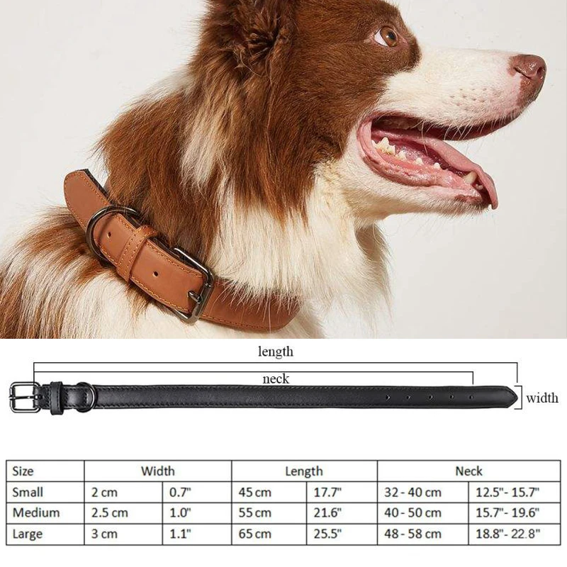 Custom Personalised Leather Dog Collar Durable Neoprene Padded Waterproof Dog Leading Collars for Large Medium Small Size