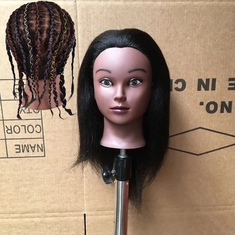 Training Heads African Real Hair Hairdressing Wig Real Hair Model Head Training Head Braid Hair Mannequin