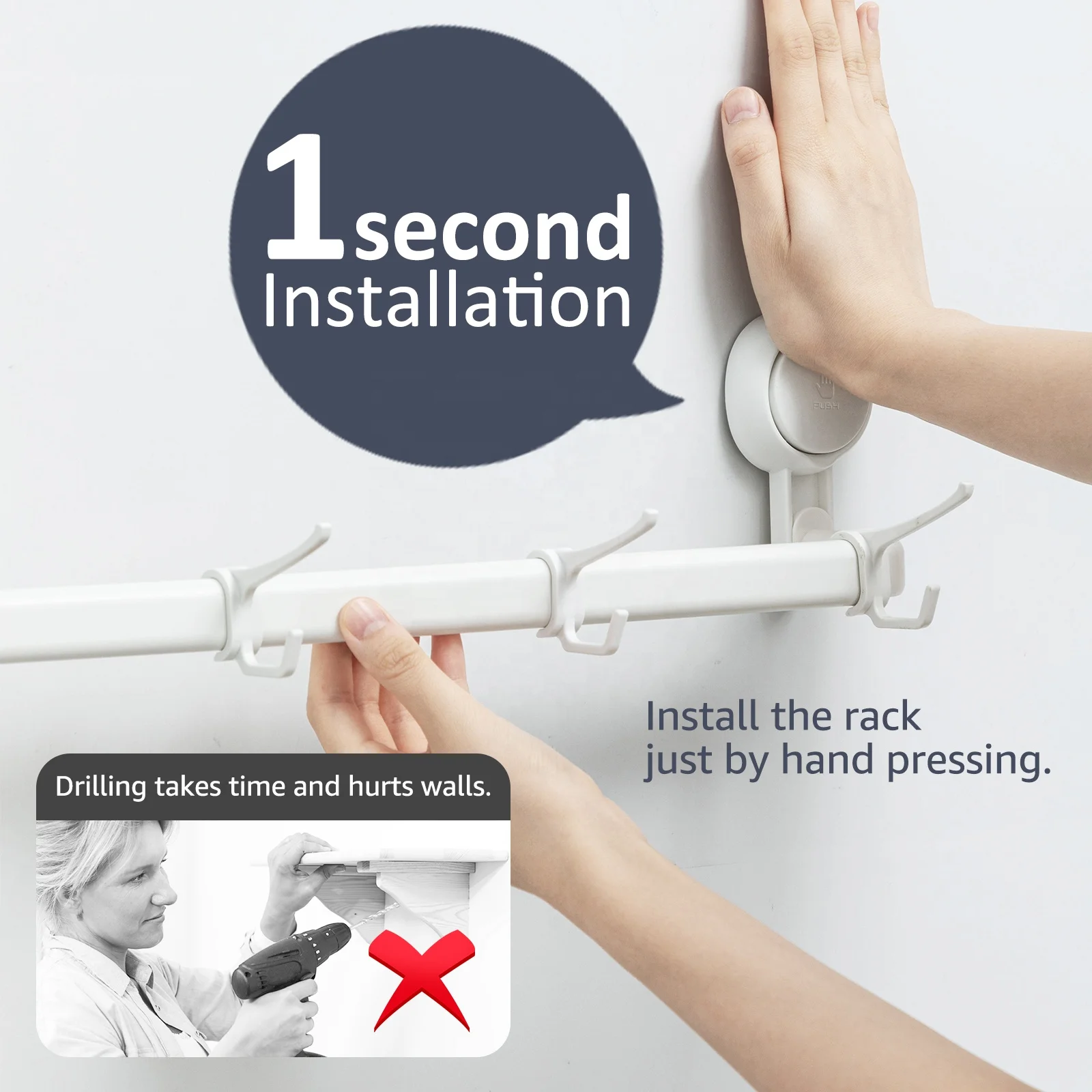 Single Wall Mounted Towel Rack Bar Hanging Holder Bathroom Accessories Bathroom Shelf with Towel Rail Bars Wall Mount Bath Rack