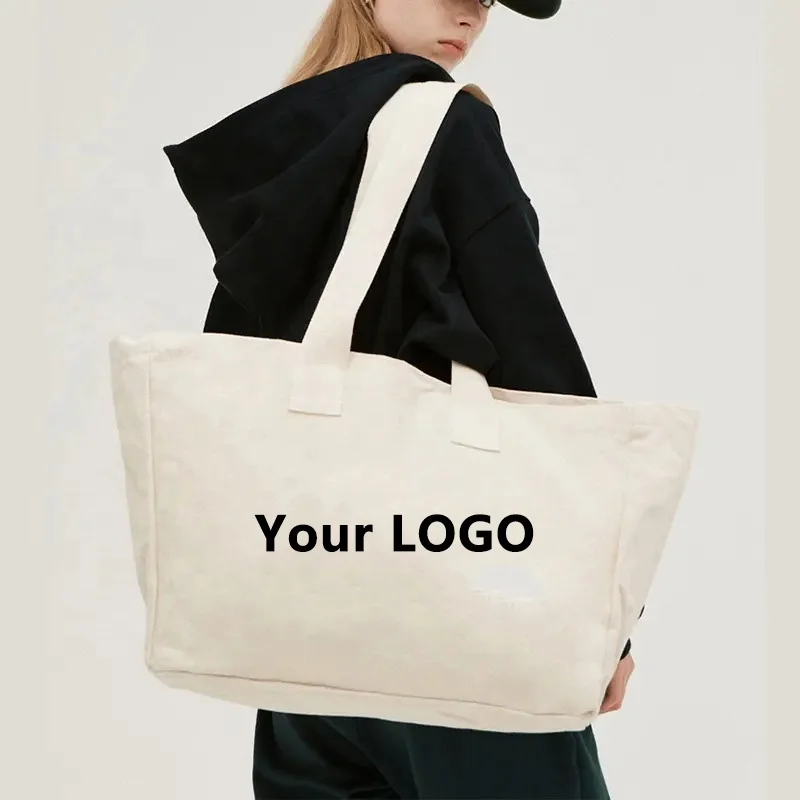 wholesale manufacturers white oversize heavy duty printable organic folding shopping cotton personalized canvas tote bags