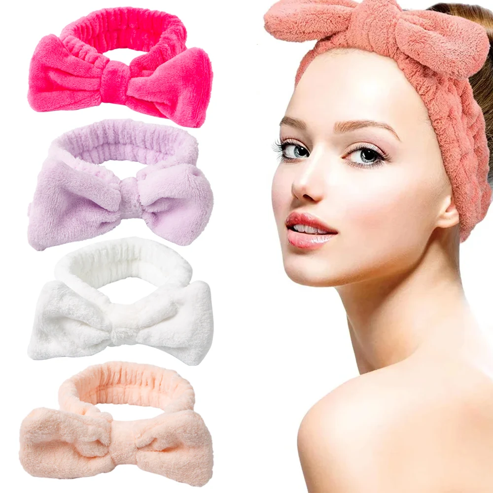 Customized Elastic Princess Make Up Spa Headband Washing Face Women Spa Hair Band Bow Headband Elastic Headband