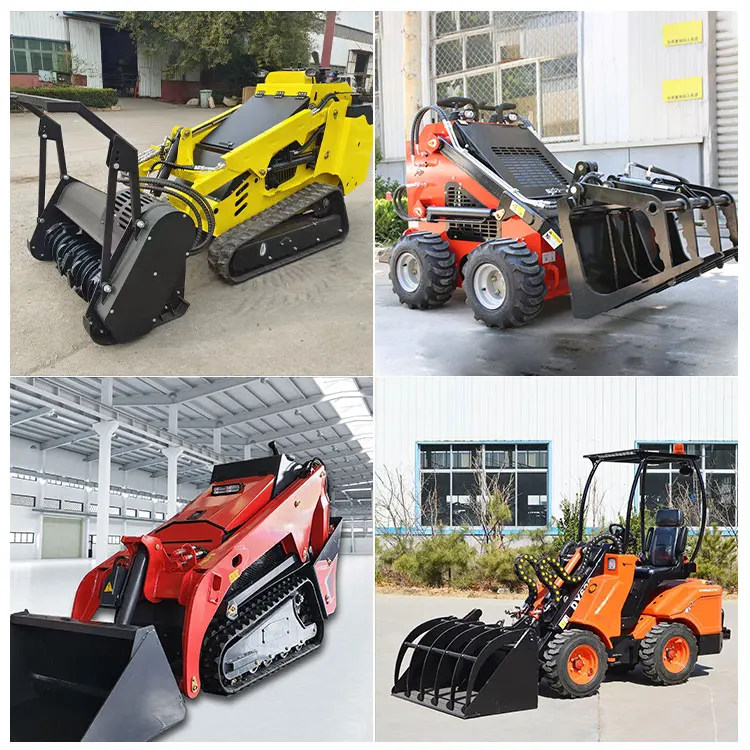 TIEJIA 25hp Kubota engine Diesel Skid Steer Hydraulic Polit Mini Skid Steer Loader Track Loader Skid Steer With Forestry Mulcher