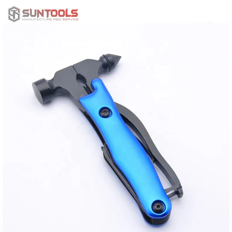 Factory direct supply stainless steel with black finished outdoor survival car use emergency glass breaker hammer multi tools