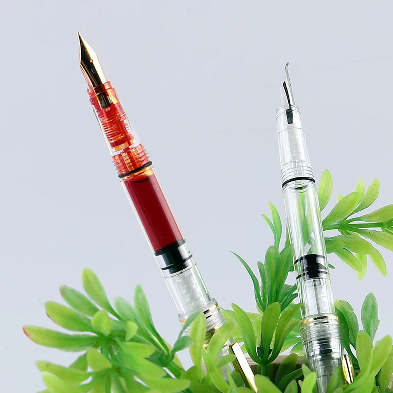 Piston Large Capacity Fountain Pen Transparent Ink Writing and Painting Pen