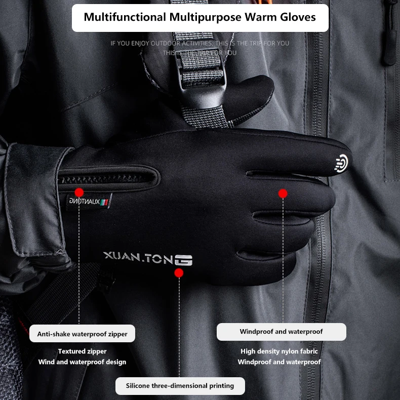 Wholesale Non-Slip Full Finger Touch Screen Outdoor Waterproof Warm Sports Safety Riding Gloves Ski Gloves