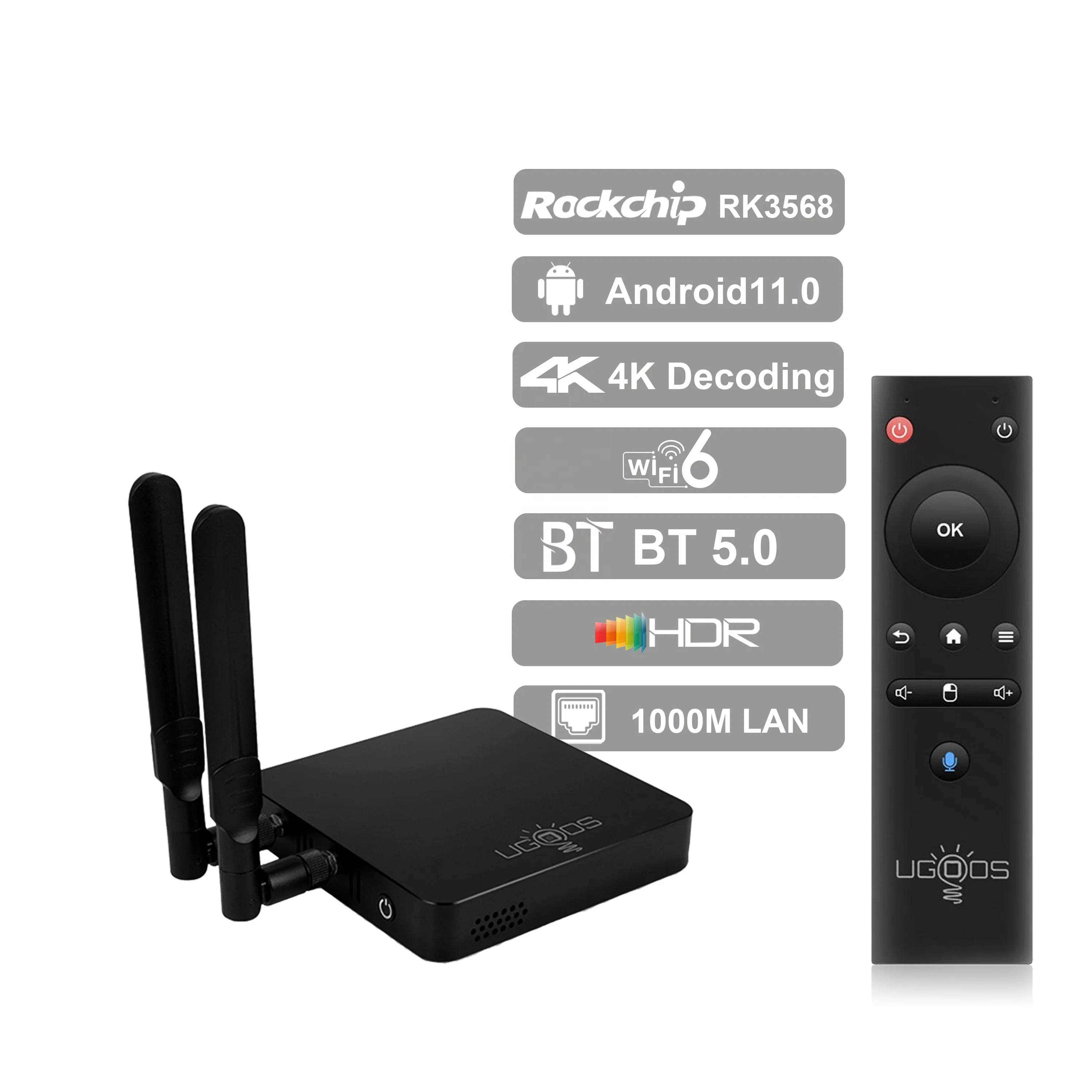 IHOMEMIX Powerful wifi 6 Smart Ugoos UT8 Pro TV BOX Android 11 RK3568 8GB RAM 64GB ROM ARM Mali-G52 2EE GPU set top box