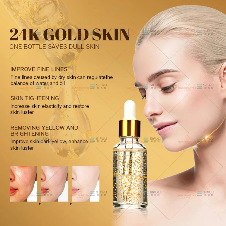 Huati Sifuli RubioAroma Oem Private Label Vegan Anti Wrinkle Facial Age Glow New 24K Gold Rose Oil Face Serum