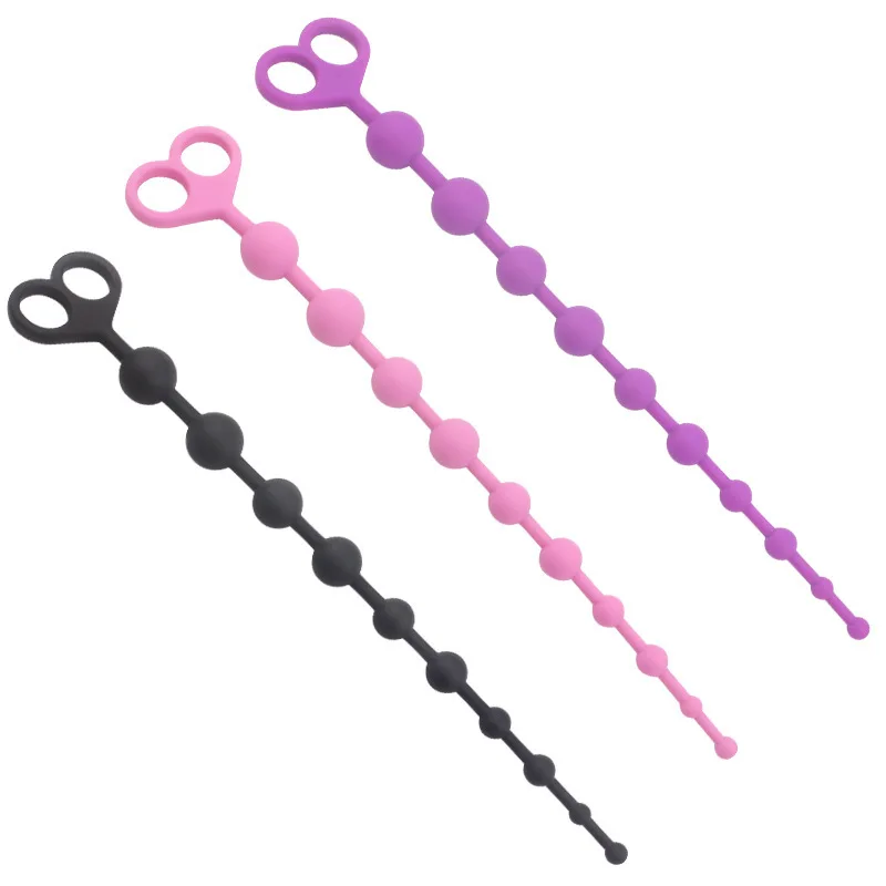 Silicone Anal Bead Butt Plug Anal Trainer Anal Chain with 6 Balls and Pull Roop for Men Women Sex Toys Factory
