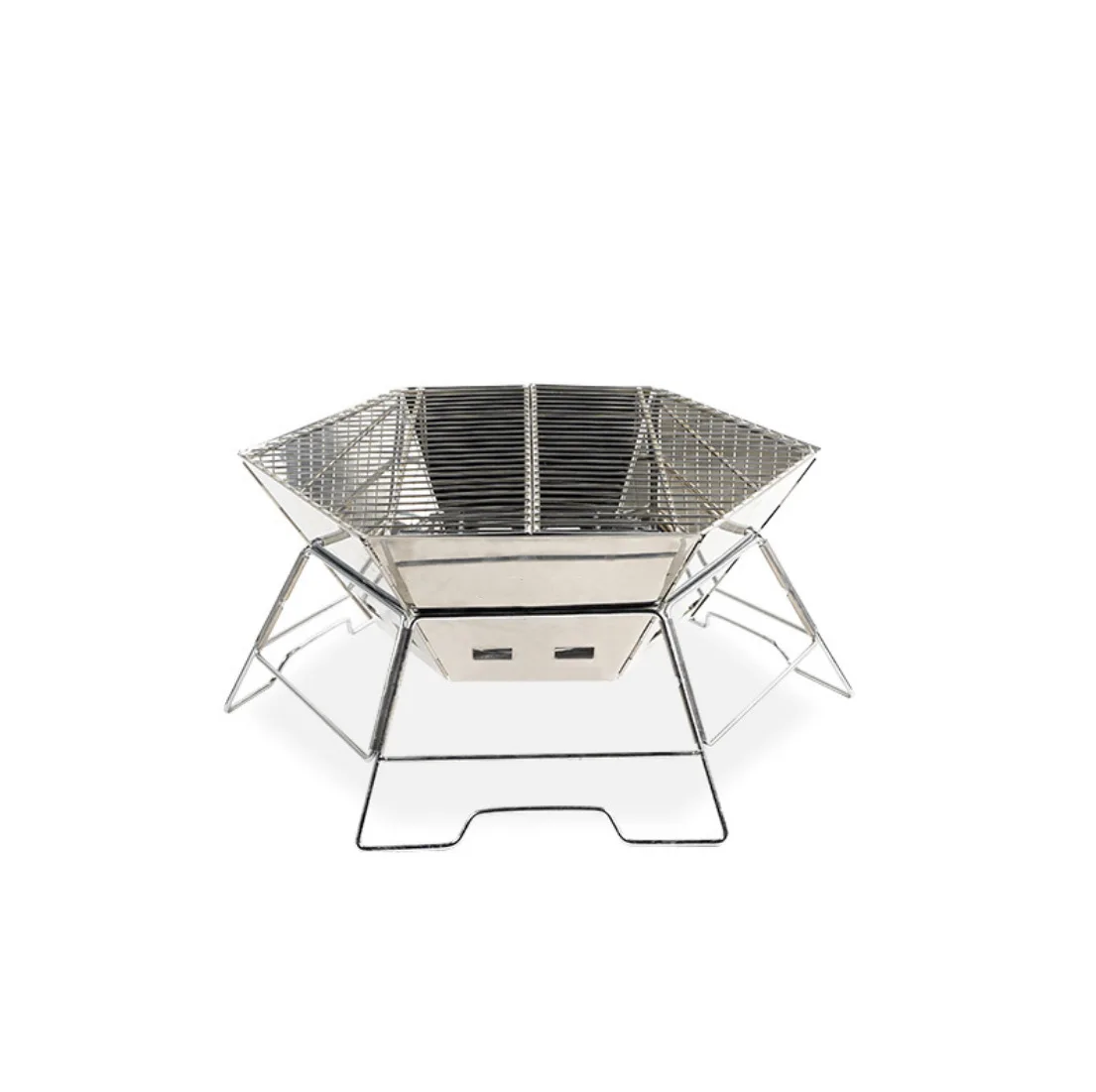 Outdoor Camping Stainless Steel BBQ Wood Stove Folding Portable BBQ Grill Grill Wholesale Camping Stove
