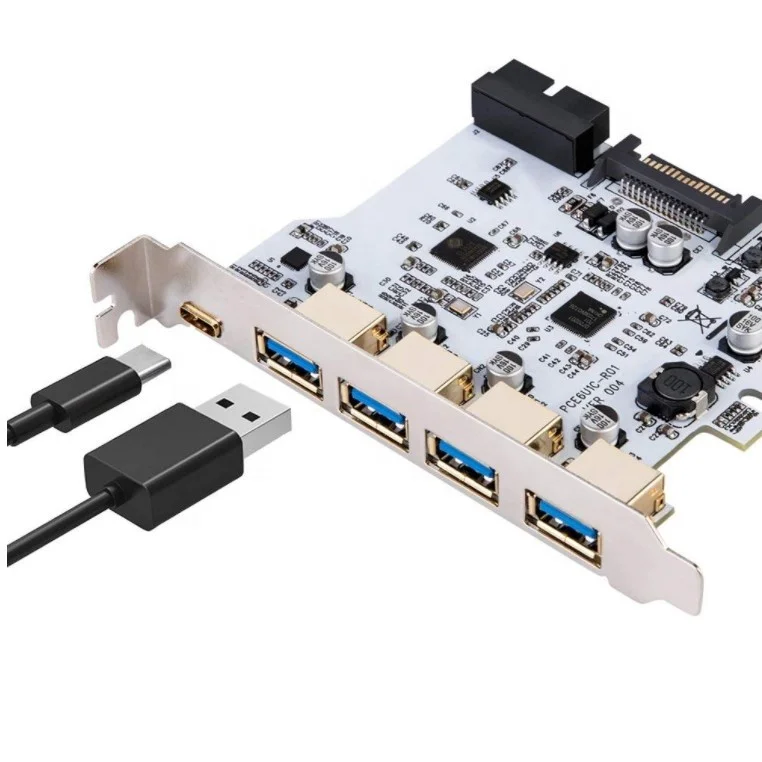 Add On Card USB 3.0 Type C PCI Express PCI-E to USB 3.0 Controller 5Port + 1Port USB 3.1 Expansion Card Adapter