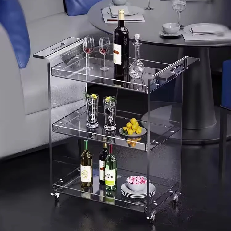 Removable Acrylic Cart Sofa Side Table Snack Storage Rack