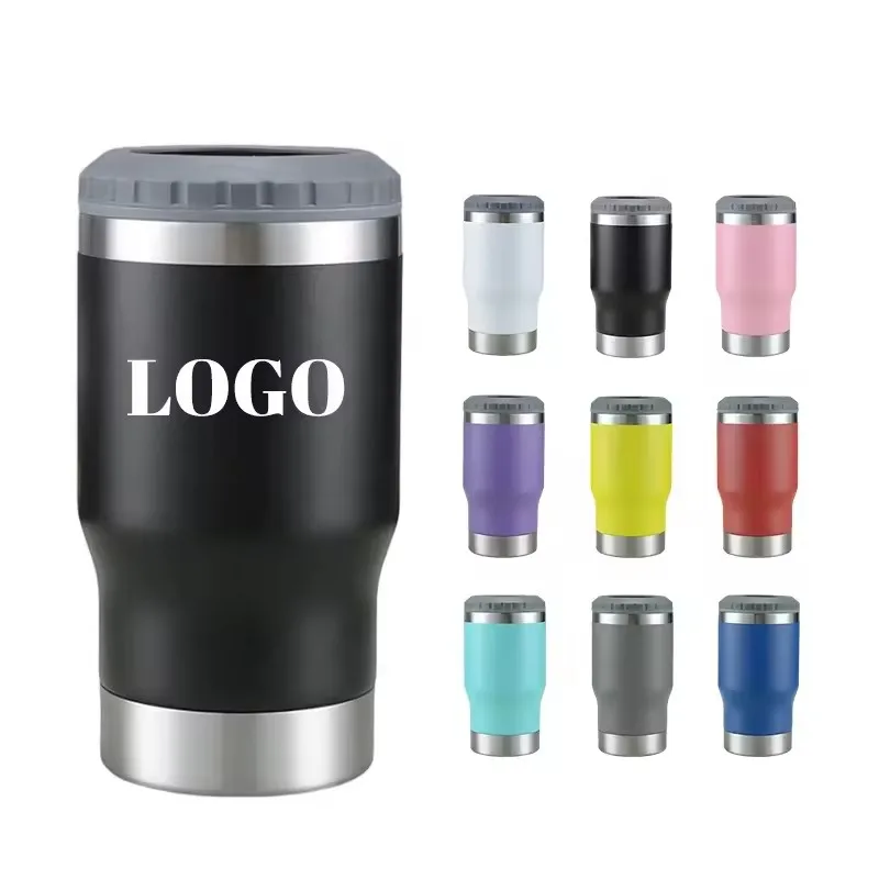 High Quality 4 in 1 Stainless Steel 14oz Powder Coated Car Can Cooler Bottle Cooler Keeps Beverage drinks Cold for Hours