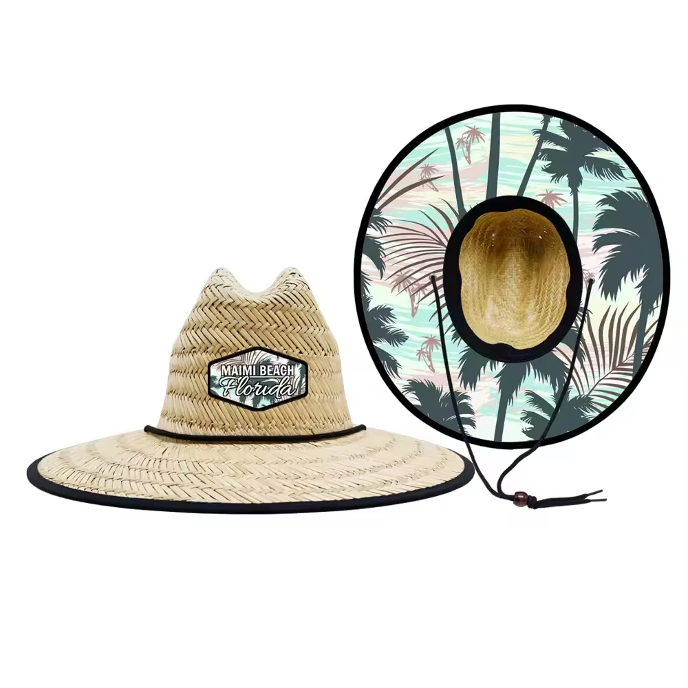 Custom printed under brim flowers big brim outdoor sun visors summer beach women sun hat straw felt wide brim