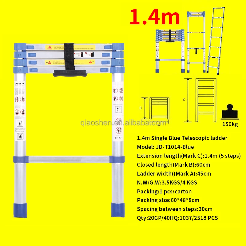 Easy Store 1.4m Blue Telescopic Ladder New Climbing Tool Stand Ladders