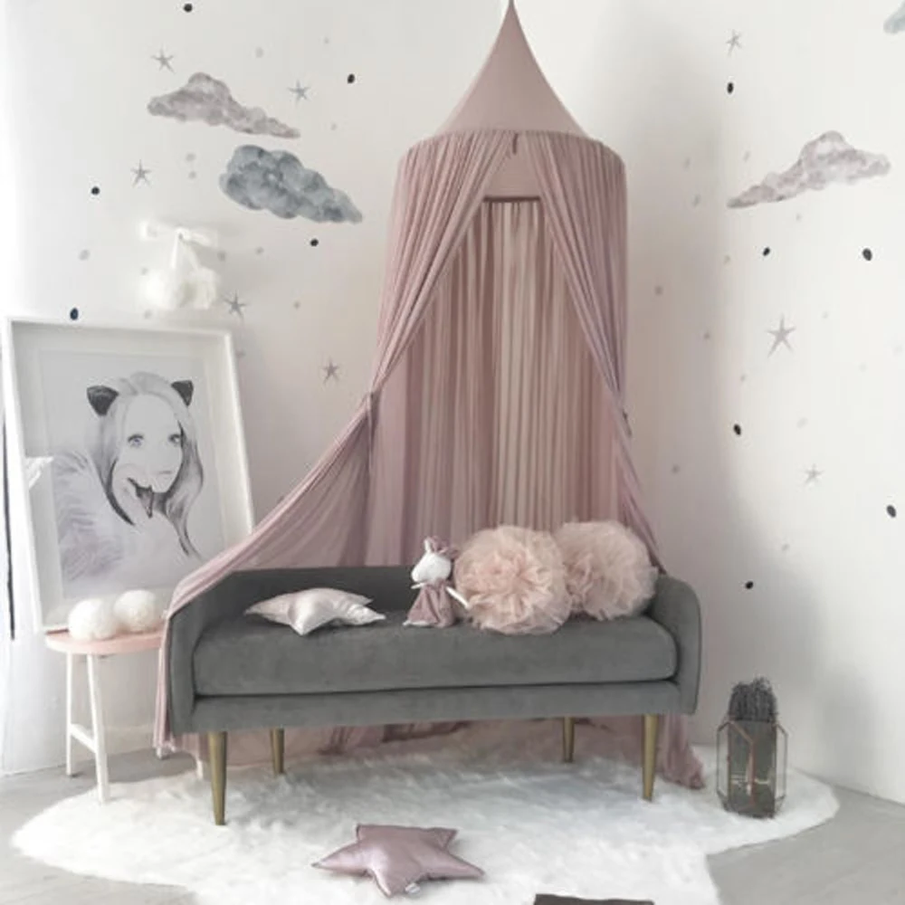  Wholesale Nordic Style Princess Chiffon Mosquito Dome Canopi Kids Baby Bed Room Canopy