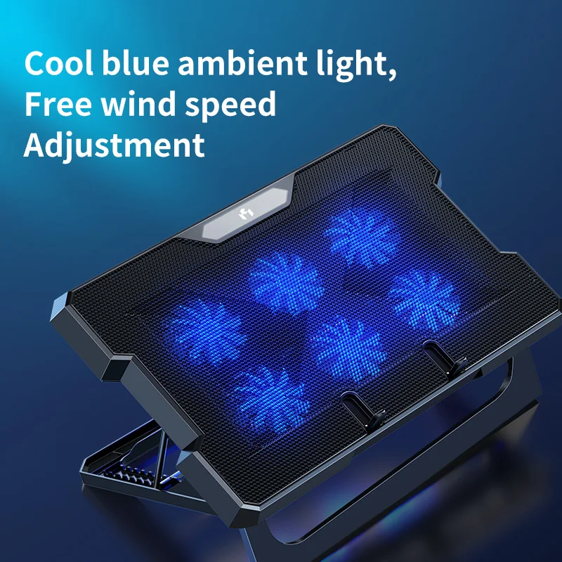 MC Height adjustable foldable usb plastic 17 inch six fans electric laptop cooling pad aluminum cooling pad for laptop