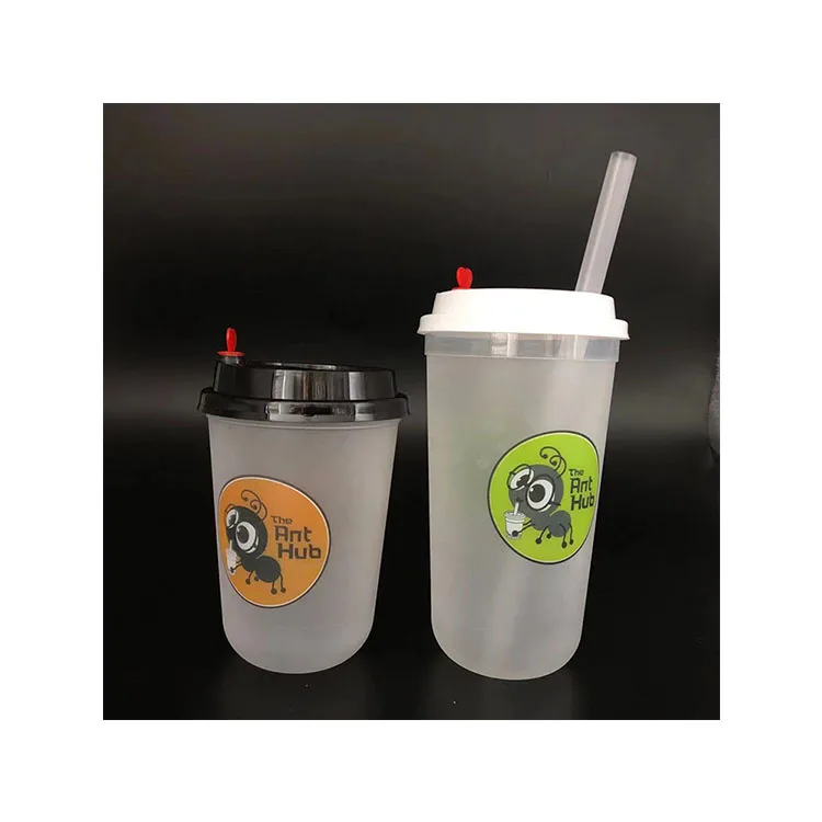Wholesale Matt 360 ml  500 ml 700 ml U shape Plastic bubble tea Cup PP Injection Disposable Cups Milkshake PP Cup With Lid