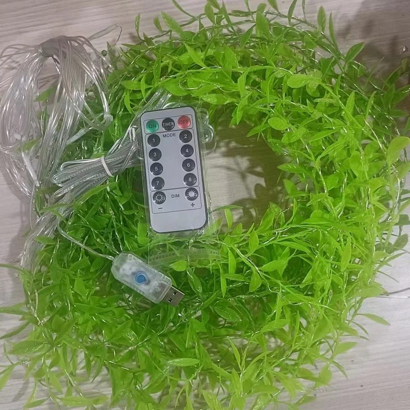 Home Room Decorations Small Vine Leaves Led Strip String Light with Remote Control 3x1m Twinkle 100 Led Window Curtain Lights