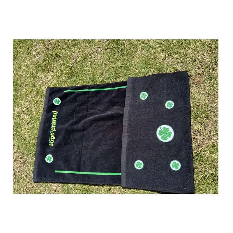 Custom Logo Black Cotton Double Side Printed Beach Towels