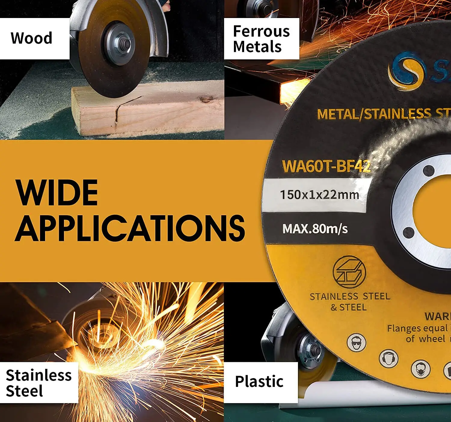 25 Pack Cut Off Wheels 6 inch Depressed Center Angle Grinder Metal Cutting Disc