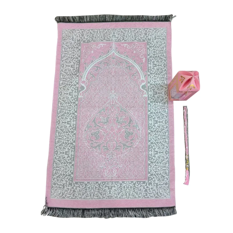 Portable travel prayer mats islamic prayer rugs gift set for Middle East market Rosary set gift