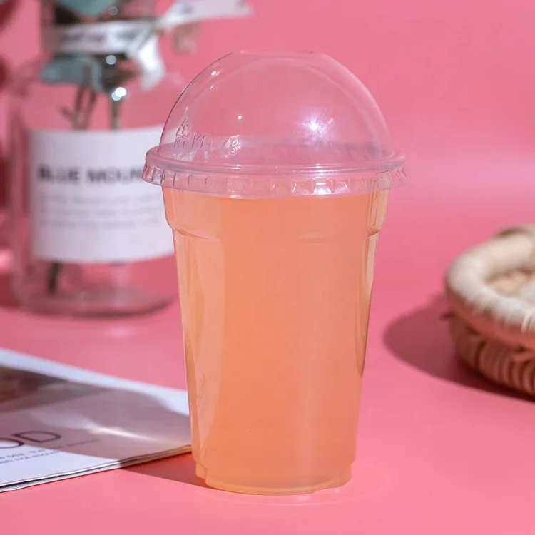 9oz 250ml disposable eco-friendly plastic kiwi juice milkshake  iced coffee cups with lids