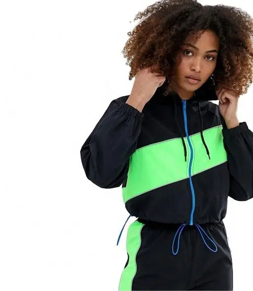 High quality fashion wholesale women 100% polyamide sportswear colour block unisex jogger tracksuit custom logo jogger suits set