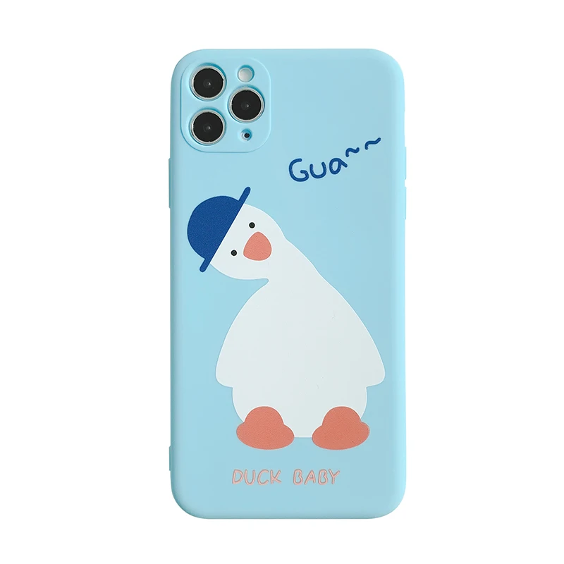 
Cute Duck Sky Blue Silicone Mobile Phone Case For Iphone7 8 Plus SE2020 X XS XR 11 PRO MAX Casing Soft Cover 