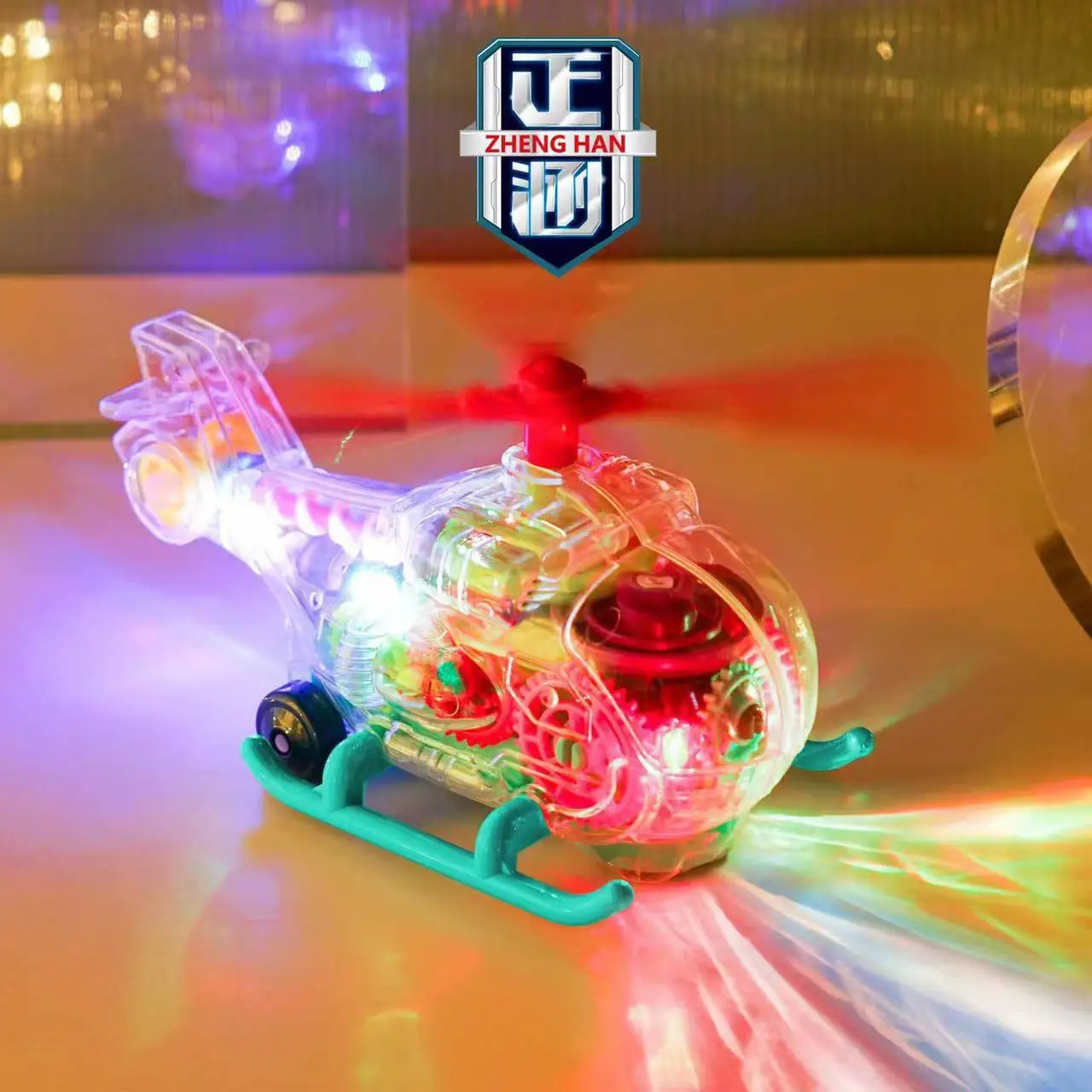 Transparent gear aircraft universal driving toy car light music educational transparent aircraft toys