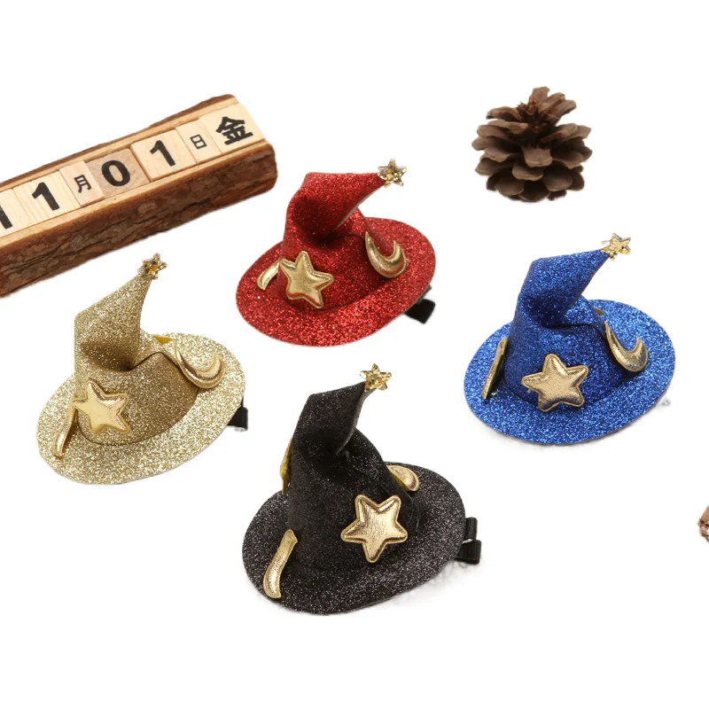 Cross-border selling hot style new Halloween Halloween children whimsy decoration all saints show MOE wizard hat clip clamps