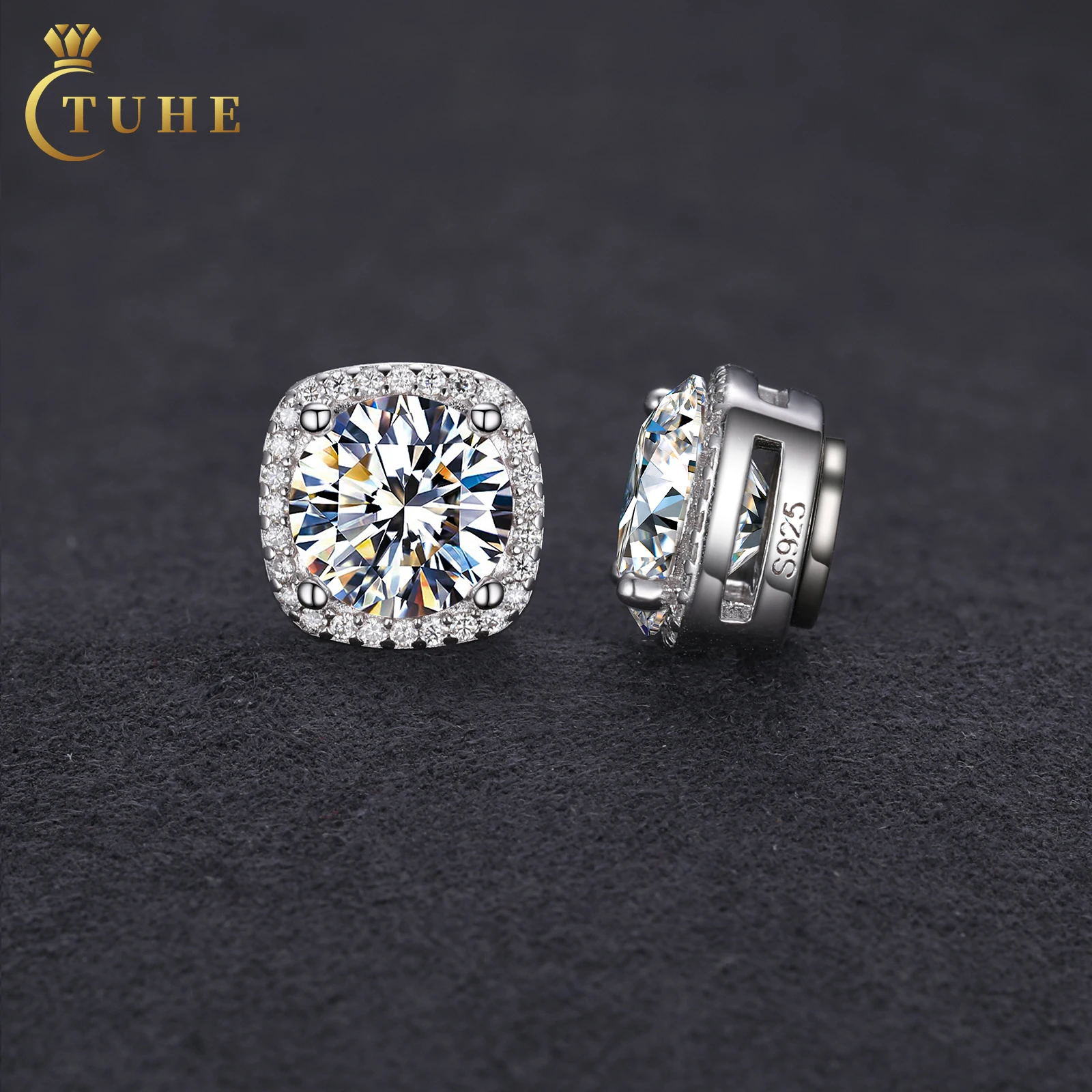 Бриллиантовый тестер 5 мм 6,5 мм 8 мм 925 стерлингового серебра VVS Moissanite с клипсой, магнитные серьги для мужчин и женщин