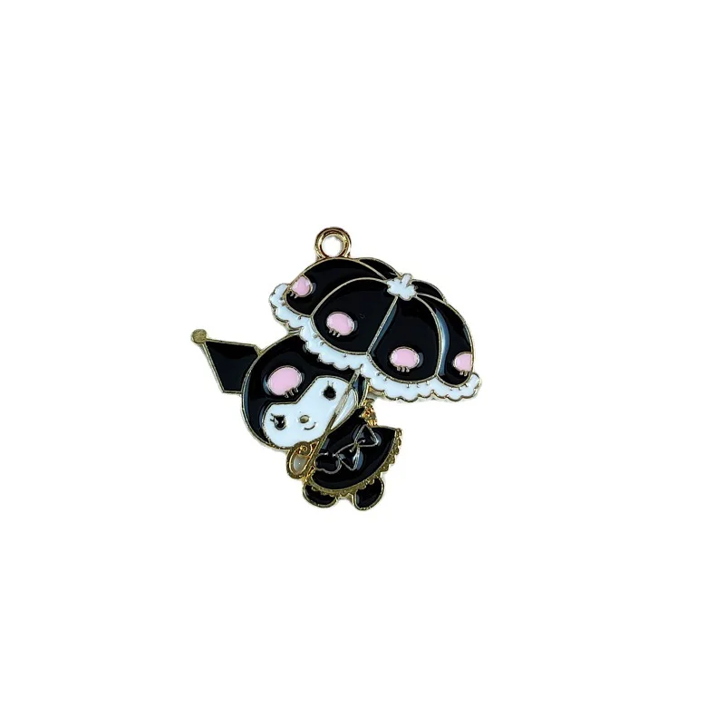 New Cartoon Cute Devil Umbrella Kuromi Cat Cute Enamel Anime Charms Pendant girls for Jewelry Earring Necklace Making