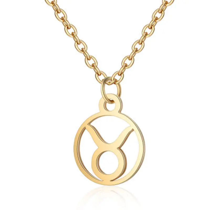 Duoying Disc Simple Coin Stainless Steel 12 Zodiac Astrology Necklaces Horoscope Necklace For Women