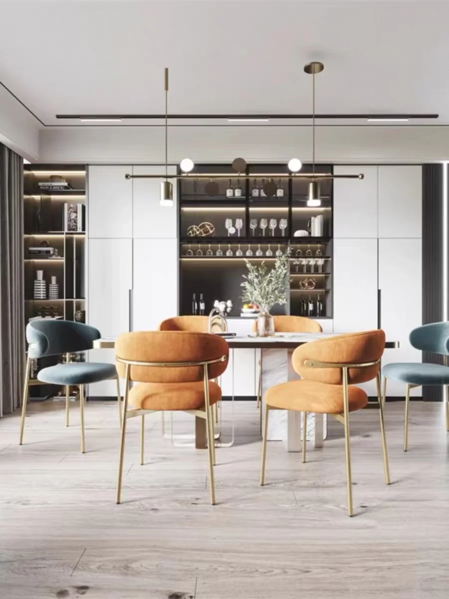 Commercial Furniture Light Luxury Style Metal Frame Chair For Restaurant Hotel Room Dining Bar Table And Chair Set