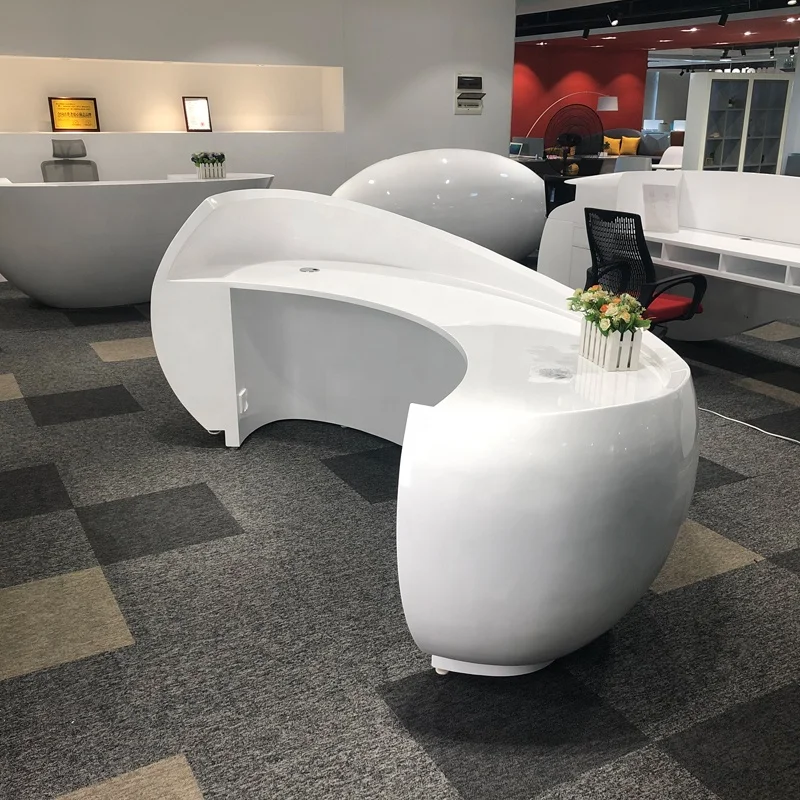 Commercial unique glossy Fashion salon white spa salon bank hospital hotel Office reception counter Modern reception desk