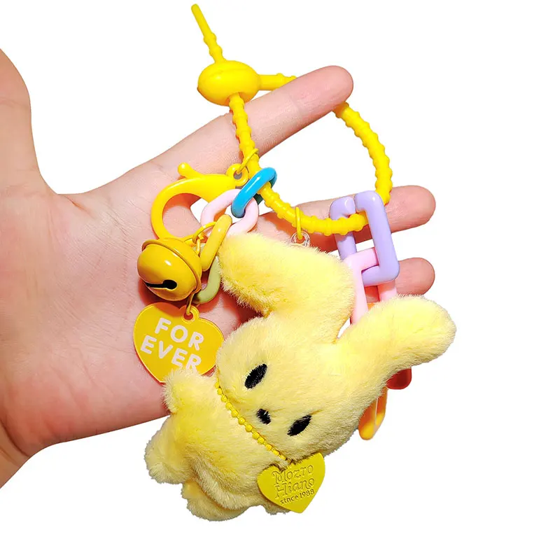 Wholesale Rabbit Stuffed Plush Toy Doll Manufacturer Custom New Design Cartoon Plush Toy Bear Keychain charm Pendant Kids Gifts