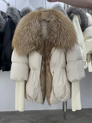 Factory Best Price Silver Fox Fur Collar Thickened Goose Winter Down Coat With Fur Collar
