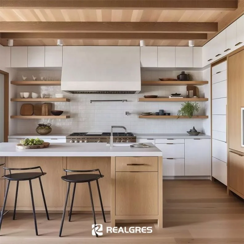 Realgres Italian Smart Traditional Oak Wood Commercial Restaurant Kitchen Cabinets Manufacturers